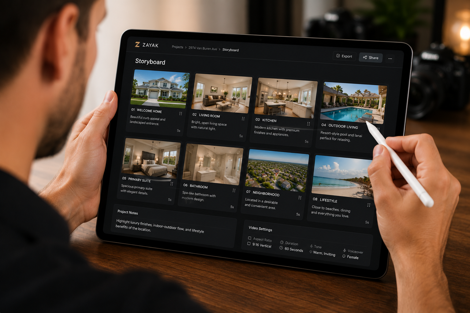 Storyboard tablet preview